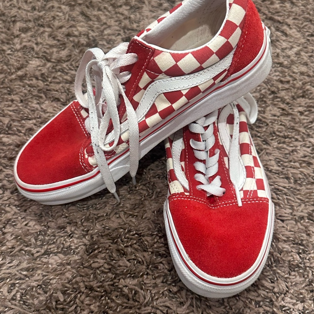 Vans Red and White Checkered Sneakers